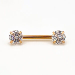 1.6 x 14 x 5 STRAIGHT BAR - ROSE GOLD - CRYSTAL (PUSH IN)