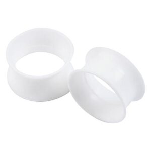 18MM WHITE SILICONE TUNNEL PAIR - SUPER SOFT