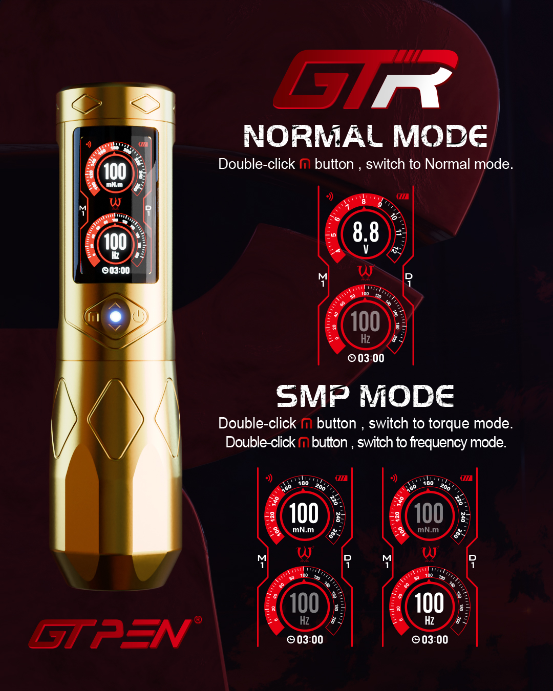 AVA GTR WIRELESS PEN KIT - GOLD (INTERNAL ADJUSTABLE STROKE) - Image 3