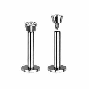 1.2 X 6 X 2.5 LABRET - STEEL - JEWELLED (INTERNAL THREAD)