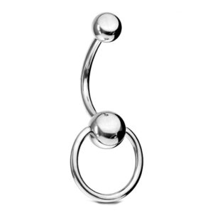 1.6 X 10 X 5/5 BELLY BAR - SLAVE RING - JEWELLED TOP