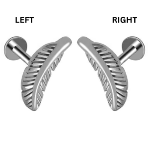 1.2 X 8 X 10 LABRET - STEEL - FEATHER (LEFT)