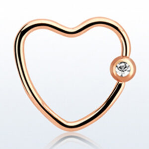 1.2 X 12 X 3 BCR - HEART SHAPE - ROSE GOLD - CLEAR (PVD)