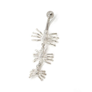 TRIPLE STERLING SILVER SPIDER BELLY RING