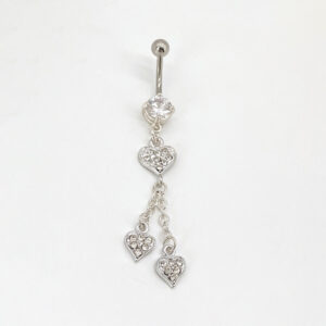 DOUBLE HEART DANGLING BELLY RING
