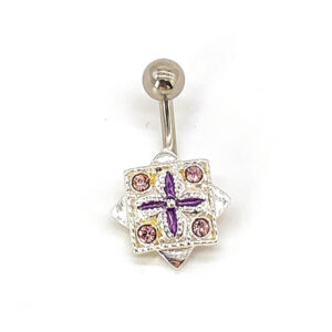 PURPLE JEWELLED SQUARE DESIGN BELLY RING