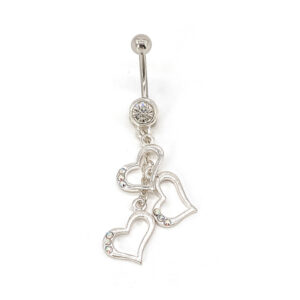 TRIPLE JEWELLED HEART BELLY RING