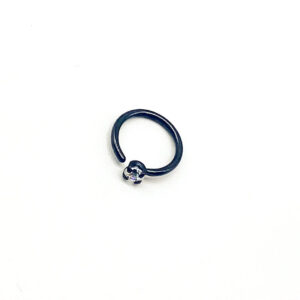 0.8 X 6 X 2 NOSE RING - BLACK - CRYSTAL