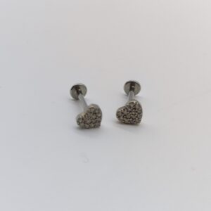 1.2 X 8 X 5 LABRET - STEEL - HEART (JEWELLED)