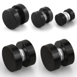 MAGNETIC FAKE PLUG PAIR - BLACK - 6MM (PVD)
