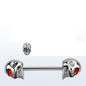 1.6 X 16 X 8 STRAIGHT BAR - SKULL - CRYSTAL EYES