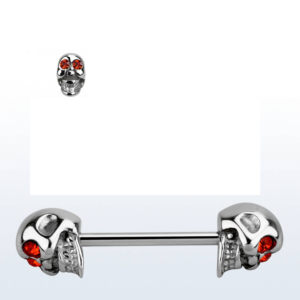 1.6 X 16 X 8 STRAIGHT BAR - SKULL - CRYSTAL EYES (HYACINTH)