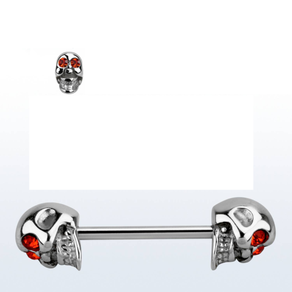 1.6 X 16 X 8 STRAIGHT BAR - SKULL - CRYSTAL EYES (HYACINTH)