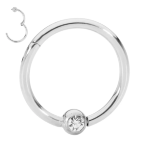 1.2 X 10 X 3 HINGED SEGMENT RING - STEEL - SINGLE JEWEL (BEZEL SET)