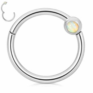 1.2 X 10 X 3 HINGED SEGMENT RING - STEEL - SYNTHETIC OPAL (BEZEL SET)