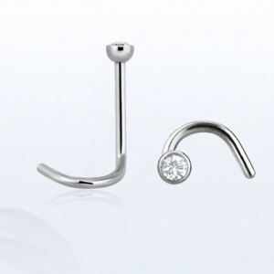 0.8MM PIGTAIL - STEEL - 2MM HALF BALL TOP - CLEAR JEWEL