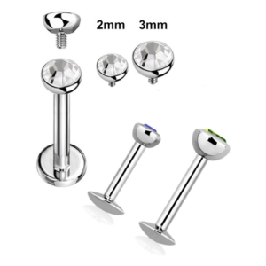 1.2 X 8 X 2 LABRET - STEEL - JEWELLED (FLAT TOP)